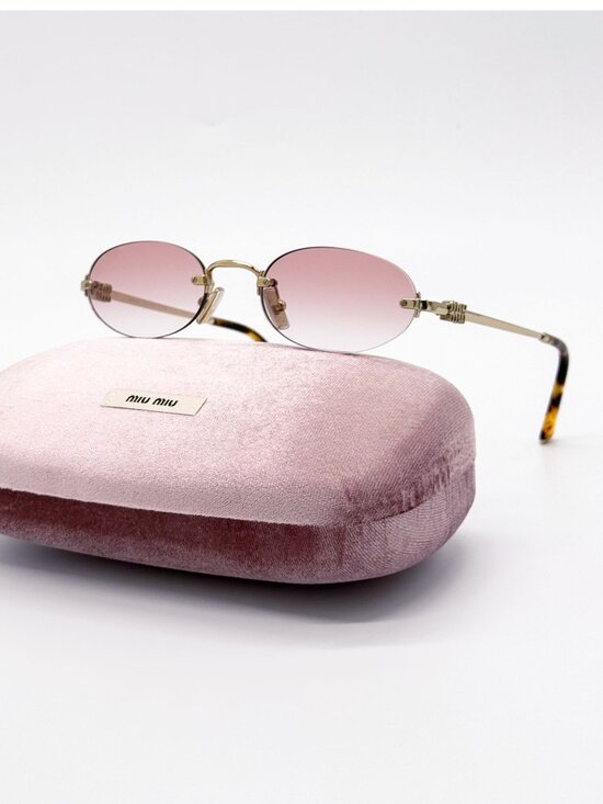 New Miu Miu MU A54S Sunglasses Oval Pink Gold MUA54S  ZVN70O main image 7